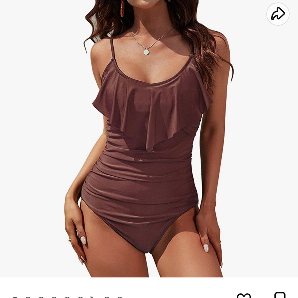Blooming jelly brown tummy control swimsuit